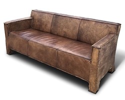 Casa Padrino Canapé lounge en cuir véritable luxe vintage marron 185 cm - Canapé de salon en cuir de luxe en cuir de buffle
