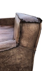 Casa Padrino Canapé lounge en cuir véritable luxe vintage marron 185 cm - Canapé de salon en cuir de luxe en cuir de buffle