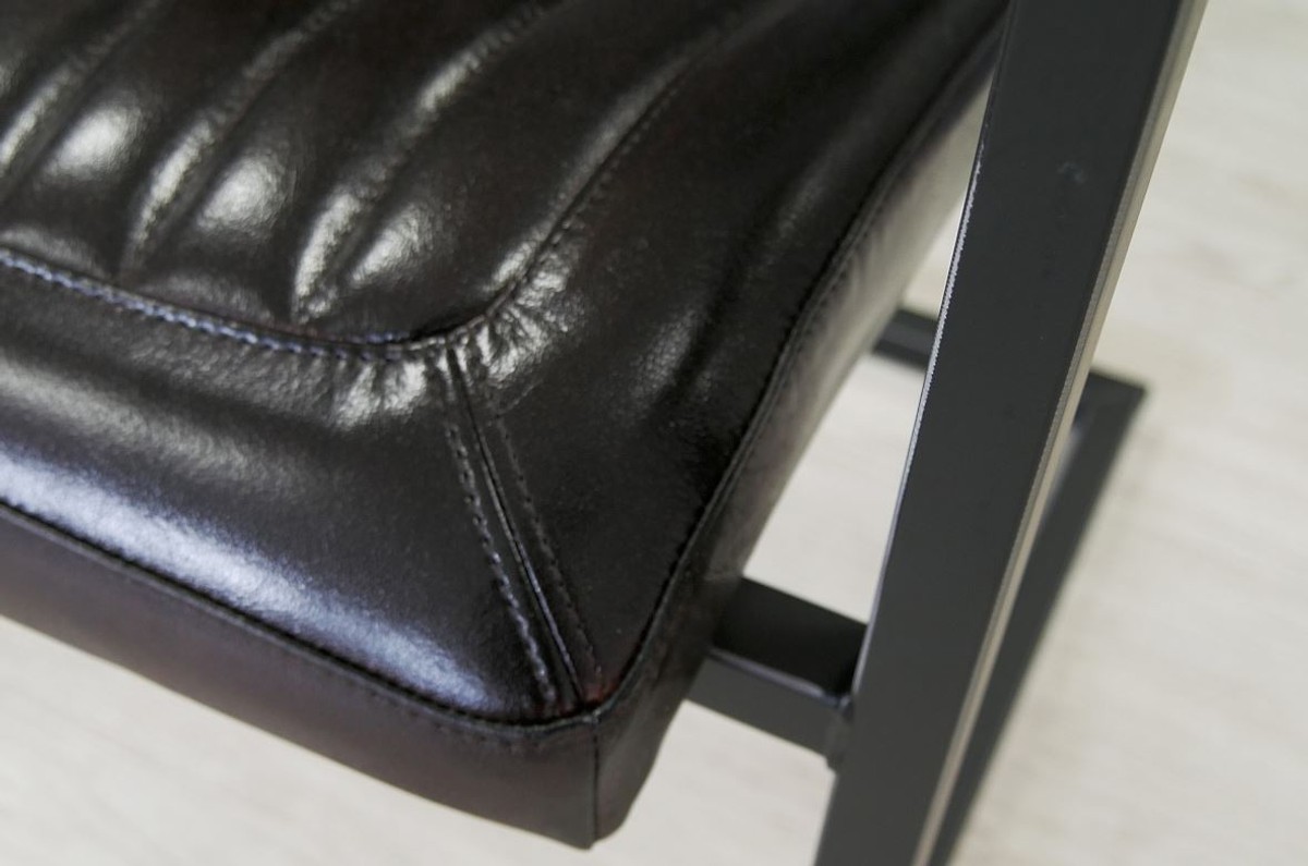 Fauteuil Industriel Vintage en Cuir Véritable Casa Padrino - TOUTES LES COULEURS - Fauteuil de Luxe Accoudoir Industriel Design Meuble Cuir de Buffle