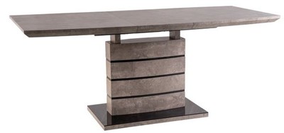 Casa Padrino mesa de comedor de lujo gris / negro 140-180 x 80 x A. 76 cm - Mesa de Comedor Extensible en Aspecto Hormigón