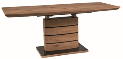 Casa Padrino mesa de comedor de lujo de roble marrón / negro 140-180 x 80 x A. 76 cm - Mesa de comedor extensible - Muebles de Comedor