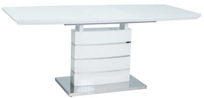 Casa Padrino mesa de comedor de lujo blanco / plata 140-180 x 80 x A. 76 cm - Mesa de comedor extensible con placa de vidrio - Muebles de Cocina
