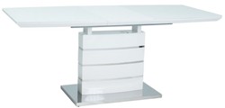 Casa Padrino table de salle à manger de luxe blanc / argent 140-180 x 80 x H. 76 cm - Table de salle à manger extensible avec plateau en verre - Meubles de Cuisine