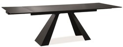 Casa Padrino table à manger design noir mat 160-240 x 90 x H. 76 cm - Table extensible de salle à manger avec plaque de verre trempé - Meubles Design