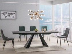 Casa Padrino table à manger design noir mat 160-240 x 90 x H. 76 cm - Table extensible de salle à manger avec plaque de verre trempé - Meubles Design