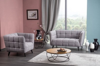 Casa Padrino Luxus Sofa Grau / Schwarz 142 x 85 x H. 78 cm - Wohnzimmer Couch - Luxus Möbel
