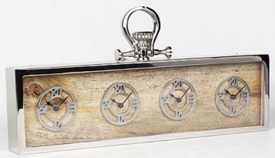 Casa Padrino table clock silver / natural 52 x 5 x H. 25 cm - Decorative desk clock - Noble Desk Decoration