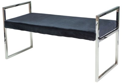 Casa Padrino panca di lusso in velluto con struttura in acciaio inossidabile cromato nero / argento 103 x 41 x A. 48 cm - Mobili per Soggiorno