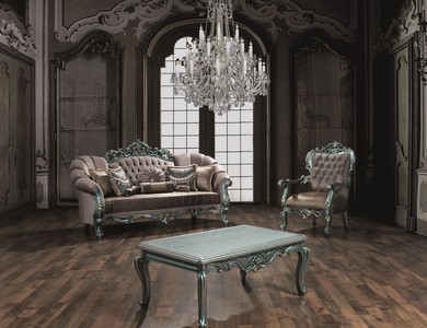 Casa Padrino Luxus Barock Samt Sofa Grau / Grün / Gold 225 x 95 x H. 115 cm - Prunkvolles Wohnzimmer Sofa mit Glitzersteinen und dekorativen Kissen