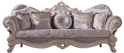 Casa Padrino divano barocco di lusso per soggiorno con strass e cuscini decorativi lilla / crema / beige 230 x 85 x A. 110 cm - Nobile e Sontuoso 