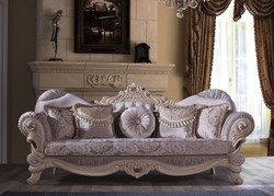 Casa Padrino divano barocco di lusso per soggiorno con strass e cuscini decorativi lilla / crema / beige 230 x 85 x A. 110 cm - Nobile e Sontuoso 