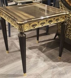 Casa Padrino luxury baroque side table black / gold 65 x 65 x H. 60 cm - Ornate solid wood table - Luxury Quality