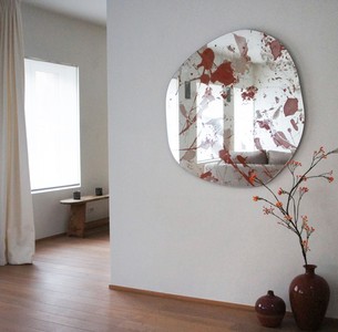 Casa Padrino Designer Wandspiegel Rot 100 x H. 105 cm - Moderner Design Spiegel - Luxus Kollektion