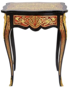 Casa Padrino table d'appoint baroque avec tiroir et belles décorations noir / rouge / or - Meubles Baroques