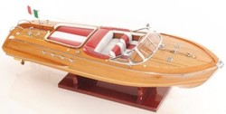 Casa Padrino luxury wooden boat speed boat natural / red / white 64 cm - Handmade Decorative Model Boat