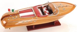 Casa Padrino luxury wooden boat speed boat natural / red / white 64 cm - Handmade Decorative Model Boat