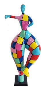 Casa Padrino sculpture décoration design femme faisant du sport multicolore H. 85 cm - Figure de Décoration - Sculpture de Décoration de Jardin - Figure de Jardin de Luxe