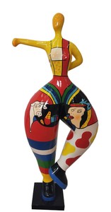 Casa Padrino sculpture décoration design femme faisant du sport multicolore H. 85 cm - Sculpture de Décoration de Jardin - Figure de Jardin de Luxe