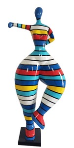 Casa Padrino sculpture décoration design femme faisant du sport multicolore H. 85 cm - Figure de Décoration - Sculpture de Décoration de Jardin - Figure de Jardin