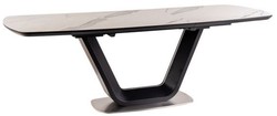 Casa Padrino luxury dining table white / black / silver 160-220 x 90 x H. 76 cm - Extendable kitchen table with table top in marble look - Luxury Dining Room Furniture