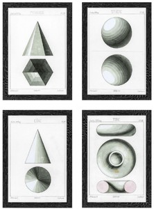 Casa Padrino conjunto de imágenes de lujo proyecciones esféricas negro / blanco / gris 59 x A. 83 cm - Impresiones Artísticas - Imágenes de Pared - Decoraciones de Pared - Accesorios Decorativos