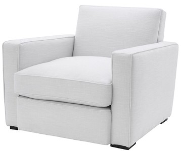 Casa Padrino fauteuil de luxe blanc / noir 95 x 103,5 x H. 82 cm - Fauteuil de salon noble - Qualité de Luxe