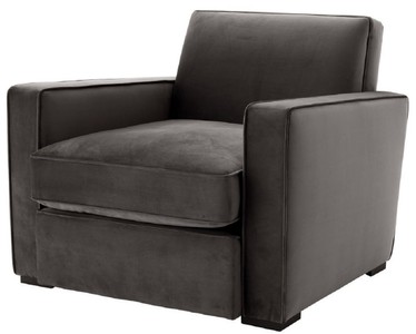 Casa Padrino luxury velvet armchair gray / black 95 x 103.5 x H. 82 cm - Noble living room armchair - Luxury Quality