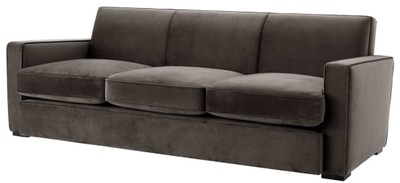 Casa Padrino luxury living room velvet sofa gray / black 229 x 94 x H. 82 cm - Luxury Living Room Furniture
