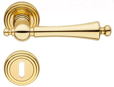 Casa Padrino set di maniglie per porte Art Nouveau di lusso ottone 13,6 x A. 5 cm - Nobili maniglie con rosette - Qualità di Lusso - Fatto in Italia