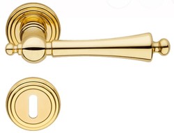 Casa Padrino ensemble de poignées de porte Art Nouveau de luxe laiton 13,6 x H. 5 cm - Poignées de porte nobles avec rosaces - Qualité de Luxe - Fabriqué en Italie