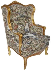 Casa Padrino fauteuil baroque multicolore / or antique 80 x 75 x H. 120 cm - Fauteuil de salon style ancien - Mobilier Baroque