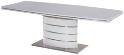 Casa Padrino mesa de comedor de lujo blanco / plata 160-220 x 90 x A. 77 cm - Mesa de comedor moderna extensible - Muebles de Cocina de Lujo