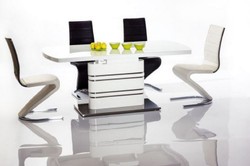 Casa Padrino mesa de comedor de lujo blanco / plata 160-220 x 90 x A. 77 cm - Mesa de comedor moderna extensible - Muebles de Cocina de Lujo
