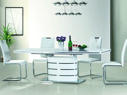 Casa Padrino mesa de comedor de lujo blanco / plata 160-220 x 90 x A. 77 cm - Mesa de comedor moderna extensible - Muebles de Cocina de Lujo