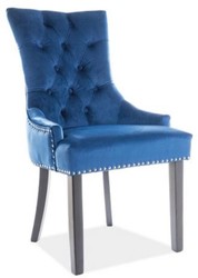 Casa Padrino luxury Chesterfield dining chair blue / silver / black 55 x 45 x H. 99 cm - Kitchen chair with velvet - Dining Room Furniture
