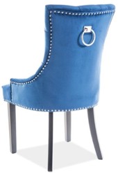 Casa Padrino luxury Chesterfield dining chair blue / silver / black 55 x 45 x H. 99 cm - Kitchen chair with velvet - Dining Room Furniture
