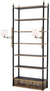 Casa Padrino cabinet mensola di lusso con 2 luci girevoli ottone vintage / nero 105 x 44 x A. 250 cm - Armadio per Libri - Armadio Soggiorno - Armadio Ufficio - Mobili di Lusso