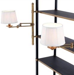 Casa Padrino cabinet mensola di lusso con 2 luci girevoli ottone vintage / nero 105 x 44 x A. 250 cm - Armadio per Libri - Armadio Soggiorno - Armadio Ufficio - Mobili di Lusso