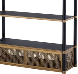 Casa Padrino cabinet mensola di lusso con 2 luci girevoli ottone vintage / nero 105 x 44 x A. 250 cm - Armadio per Libri - Armadio Soggiorno - Armadio Ufficio - Mobili di Lusso