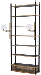 Casa Padrino cabinet mensola di lusso con 2 luci girevoli ottone vintage / nero 105 x 44 x A. 250 cm - Armadio per Libri - Armadio Soggiorno - Armadio Ufficio - Mobili di Lusso