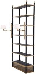 Casa Padrino cabinet mensola di lusso con 2 luci girevoli ottone vintage / nero 105 x 44 x A. 250 cm - Armadio per Libri - Armadio Soggiorno - Armadio Ufficio - Mobili di Lusso