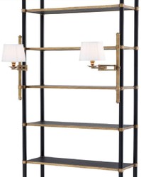 Casa Padrino cabinet mensola di lusso con 2 luci girevoli ottone vintage / nero 105 x 44 x A. 250 cm - Armadio per Libri - Armadio Soggiorno - Armadio Ufficio - Mobili di Lusso