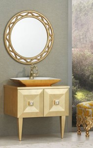 Barock Badezimmer Set Gold, Barock Waschtisch mit Spiegel, Barock Badezimmermöbel Gold, Baroque Bathroom Set Gold, Baroque Vanity with Mirror, Baroque Bathroom Furniture Gold