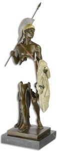Casa Padrino sculpture en bronze de luxe romaine avec molleton doré bronze / or / noir 16,2 x 16 x H. 44,6 cm - Sculpture en bronze avec socle en marbre - Accessoires Décoratifs