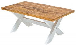 Casa Padrino country style coffee table natural / white 110 x 60 x H. 45 cm - Handmade solid wood living room table - Living room furniture in country style