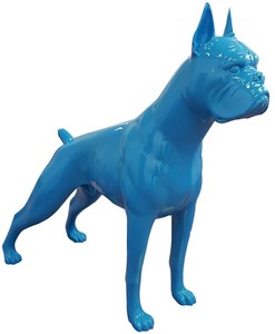 Casa Padrino décoration figure boxer chien bleu 190 x H. 173 cm - énorme sculpture - Décoration de Jardin