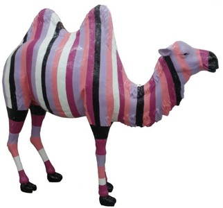 Casa Padrino sculpture de décoration design chameau multicolore 210 x H. 185 cm - Figurine de Jardin - Immense Figurine de Décoration - Figurine Animal Grandeur Nature