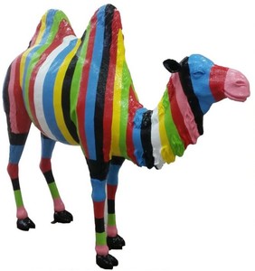 Casa Padrino sculpture de décoration design chameau multicolore 210 x H. 185 cm - Figurine de Jardin Grandeur Nature - Immense Figurine de Décoration - Figurine Animal