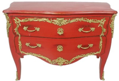 Casa Padrino commode baroque rouge antique / or 130 x 65 x H. 90 cm - Commode avec 2 tiroirs en bois massif fait main - Meubles Baroques
