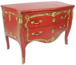 Casa Padrino commode baroque rouge antique / or 130 x 65 x H. 90 cm - Commode avec 2 tiroirs en bois massif fait main - Meubles Baroques